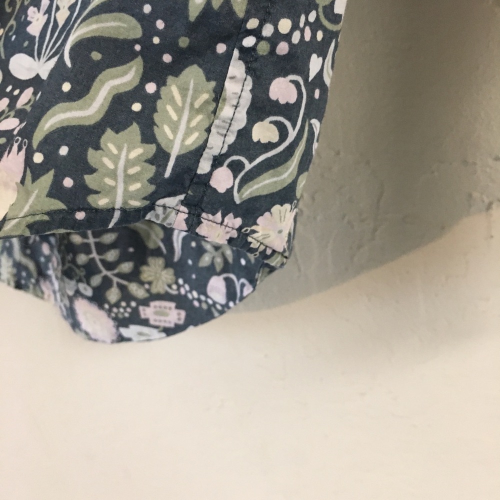 Brooks Brothers 100% Cotton Button Down Blouse Floral Paisley 0 Green Pink - Picture 5 of 10